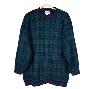Vintage Tartan Grandpa Sweater Size XL Plaid Chunky Holiday Christmas Heritage